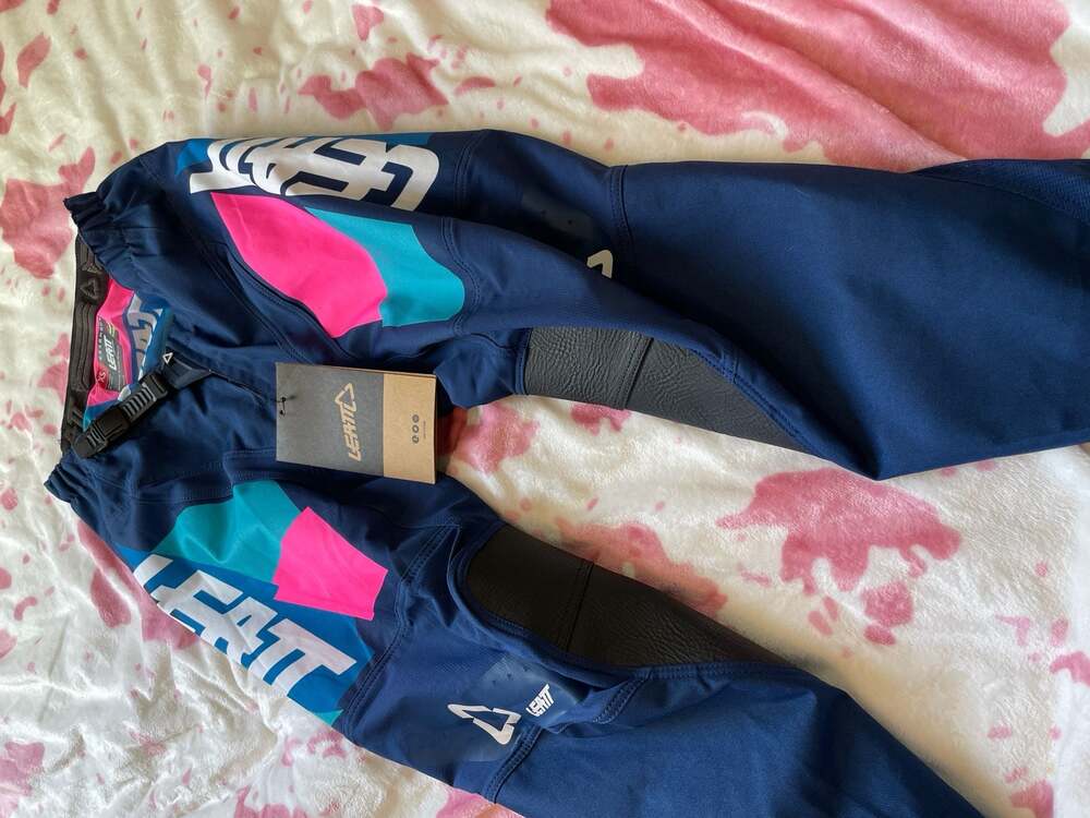 Leatt Moto 4.5 Motocross Pants Navy Pink Teal Size XS